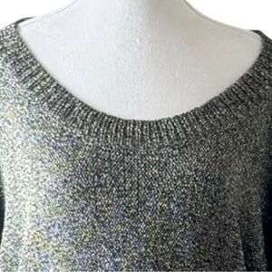 Vertigo‎ Metallic Knit Sweater Women L Black Gold Long Sleeve Pullover